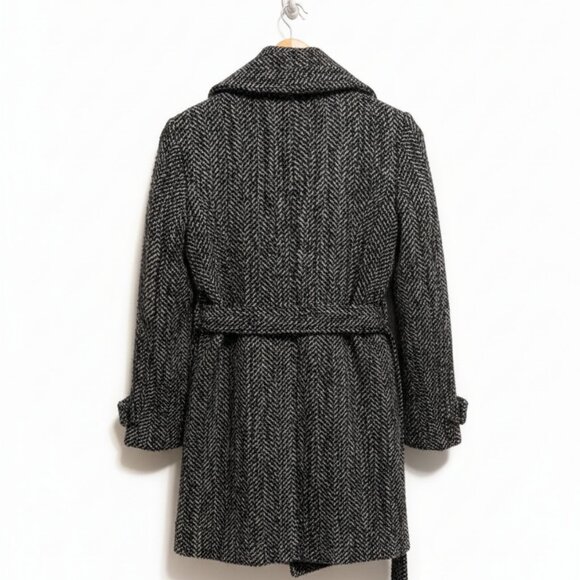🧥 ZARA BASIC Long Check Belted Coat – Women Size (M) - Picture 4 of 7